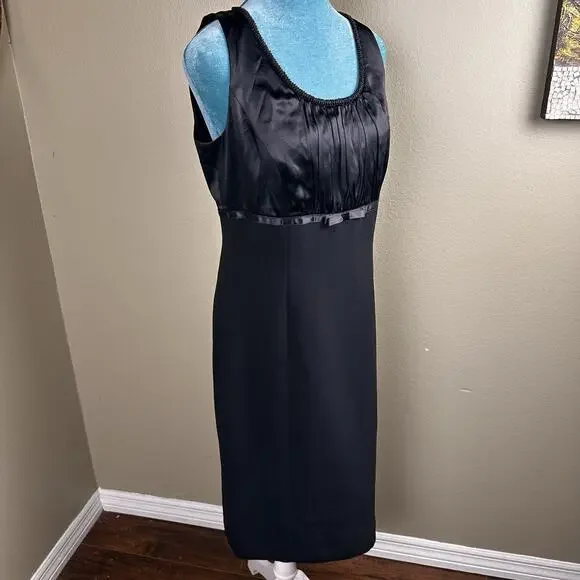 Tahari Arthur Levine Women 10 dress formal sheath black silk poly holiday party - Picture 4 of 16